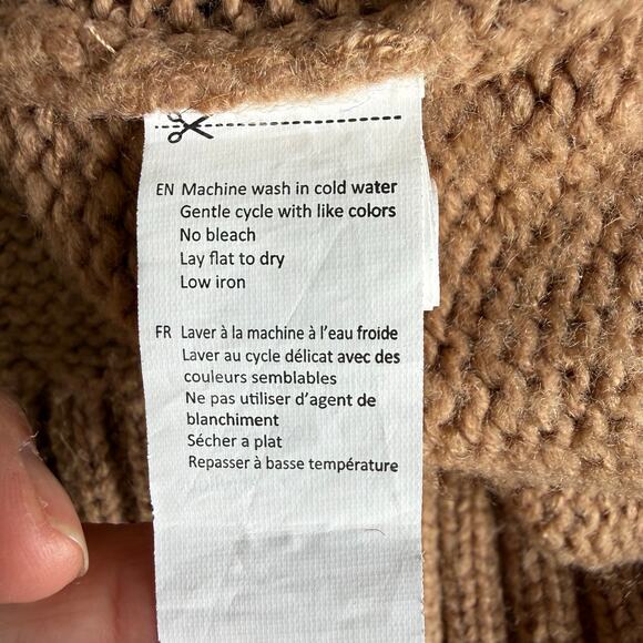 Urban Heritage Cropped Cable Knit Sweater Women Small Tan Mock Neck Fall Cozy - Picture 16 of 16